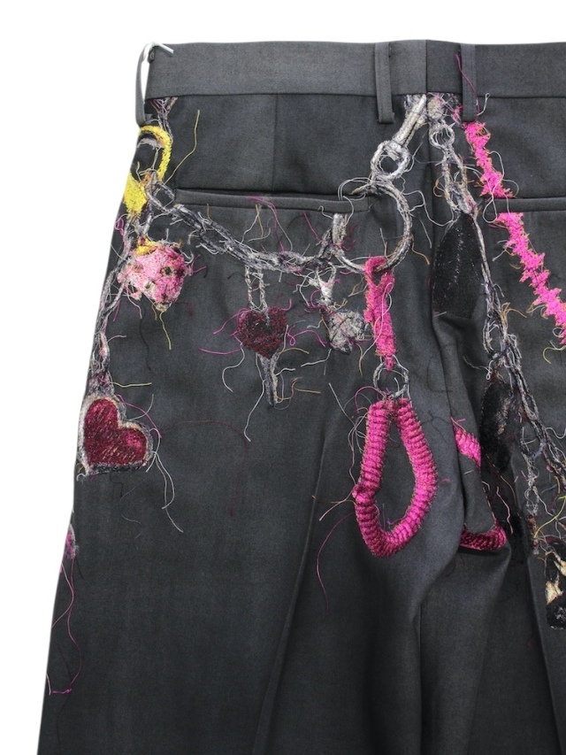 doublet EMBROIDERED CHAIN TAILORED TROUSERS CHARCOAL 通販商品