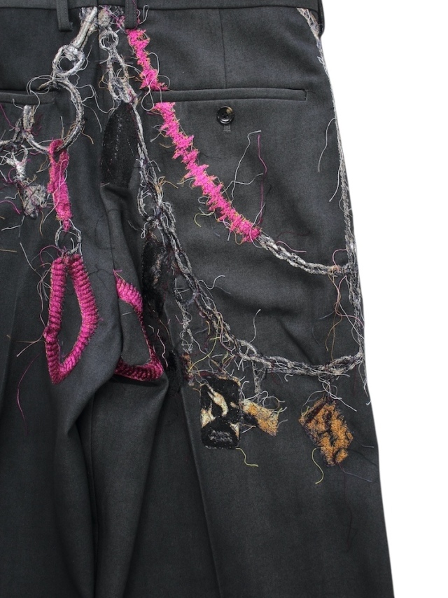 doublet EMBROIDERED CHAIN TAILORED TROUSERS CHARCOAL 通販商品