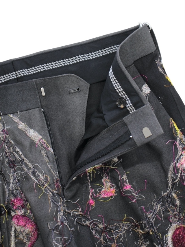 doublet EMBROIDERED CHAIN TAILORED TROUSERS CHARCOAL 通販商品