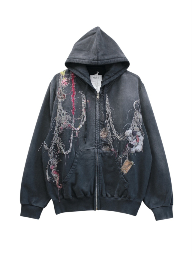 doublet EMBROIDERED CHAIN ZIP-UP HOODIE GREY 2025AW