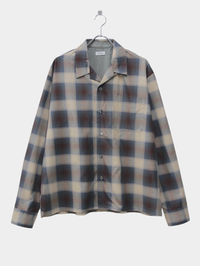 JIEDA CHECK OPEN COLLAR SHIRT BROWN 2026SS