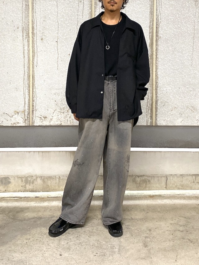 トップス ANCELLM 25AW WASH WOOL LONG SHIRT black ANCELLM WASH WOOL LONG SHIRT BLACK 2025AW 通販ページ octavia