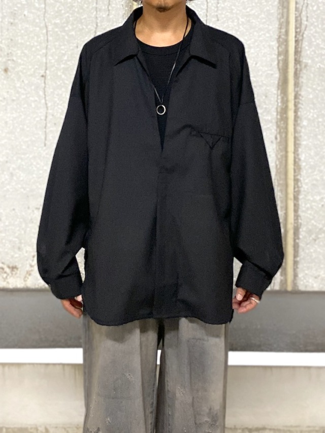 トップス ANCELLM 25AW WASH WOOL LONG SHIRT black ANCELLM WASH WOOL LONG SHIRT BLACK 2025AW 通販ページ octavia