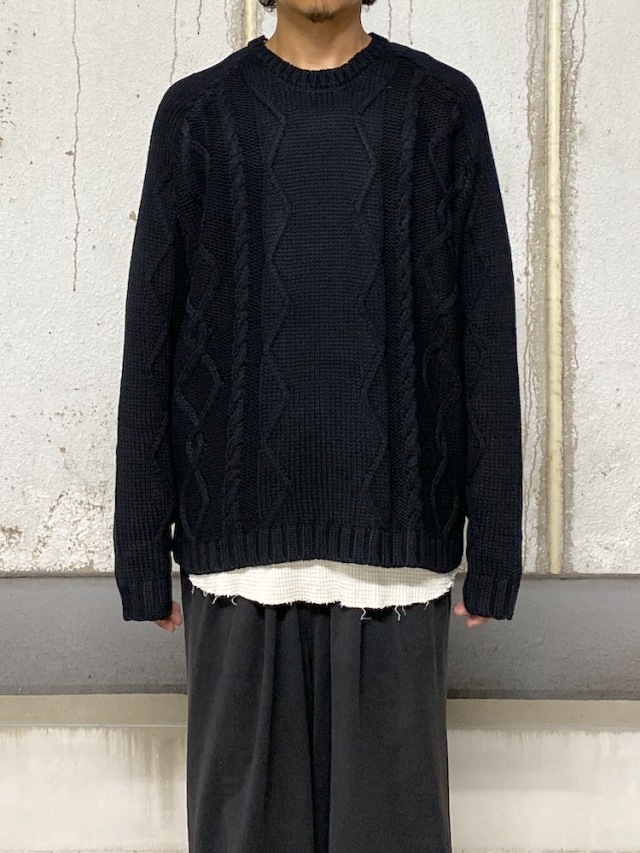 ANCELLM CABLE STITCH KNIT BLACK 2025AW 通販ページ octavia