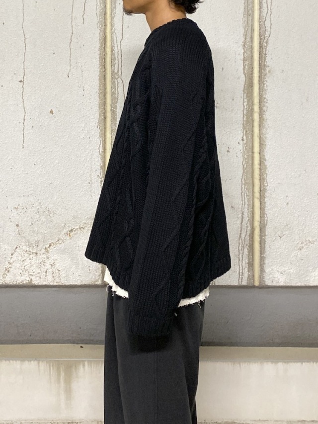 トップス 25aw ANCELLM CABLE STICH KNIT(BLACK) 2 ANCELLM EMBROIDERY CABLE STITCH KNIT NAVY 2025AW 通販ページ