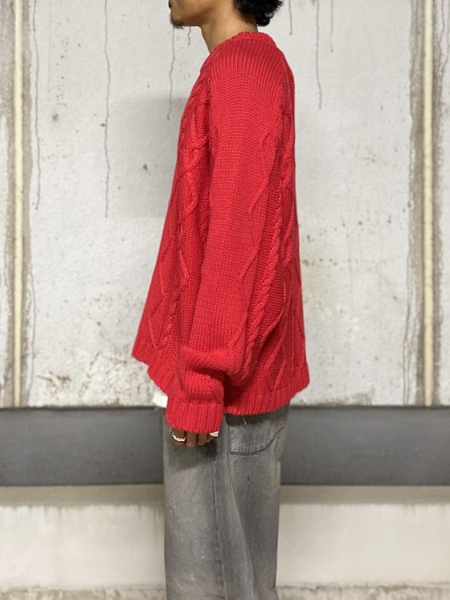 ❤︎　 Nîmes handmade cable knit RED NÎMES HANDMADE CABLE KNIT 赤 the toe ニット Nîmes handmade cable knit