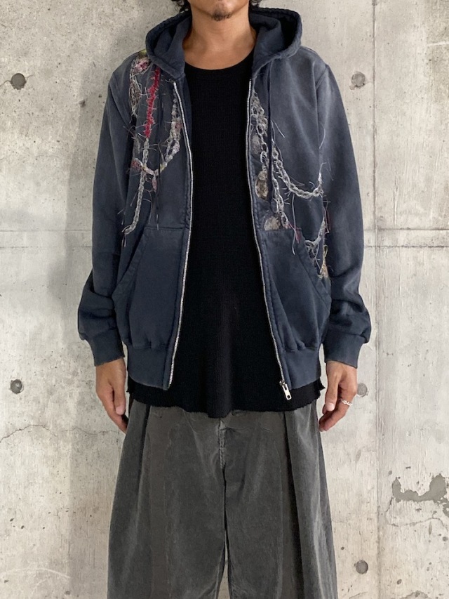 doublet EMBROIDERED CHAIN ZIP-UP HOODIE GREY 通販商品ページ