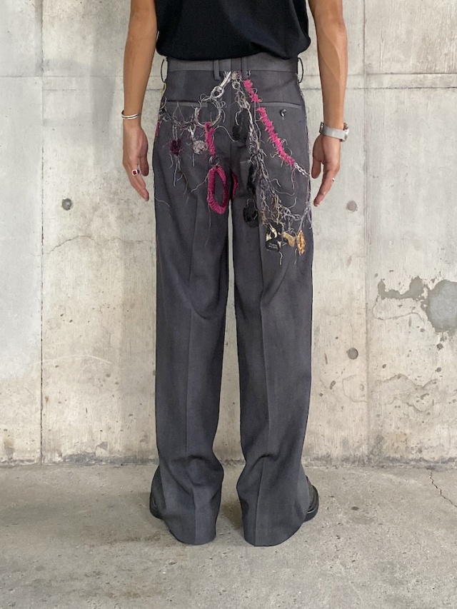 doublet EMBROIDERED CHAIN TAILORED TROUSERS CHARCOAL 通販