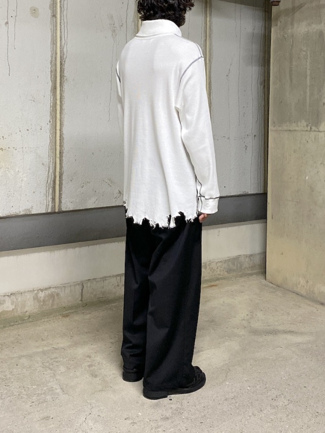 ancellm カットソー ANCELLM DAMAGE WAFFLE HI-NECK LS T-SHIRT WHITE 2025AW 通販