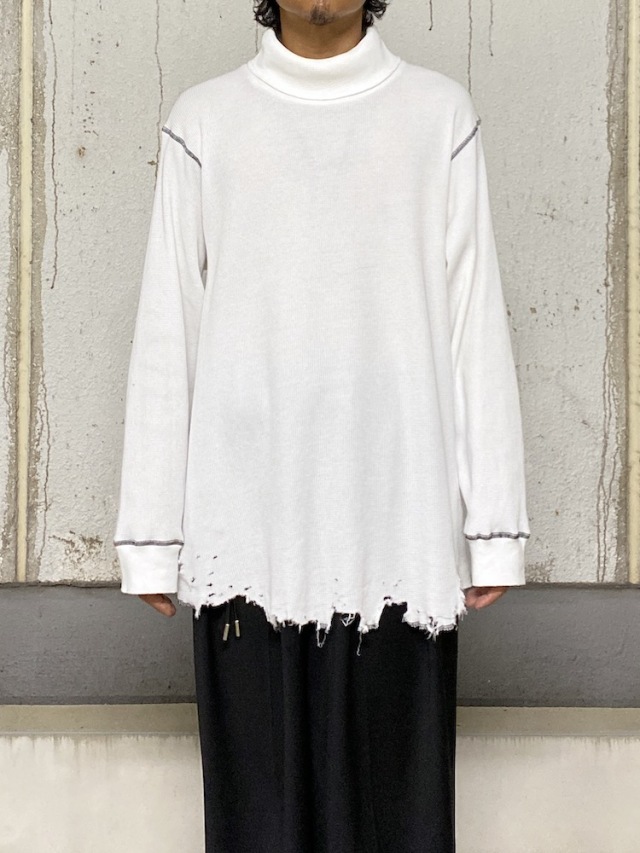 トップス ancellm DAMAGE WAFFLE HI-NECK LS T-SHIRT ANCELLM DAMAGE WAFFLE HI-NECK LS T-SHIRT WHITE 2025AW 通販
