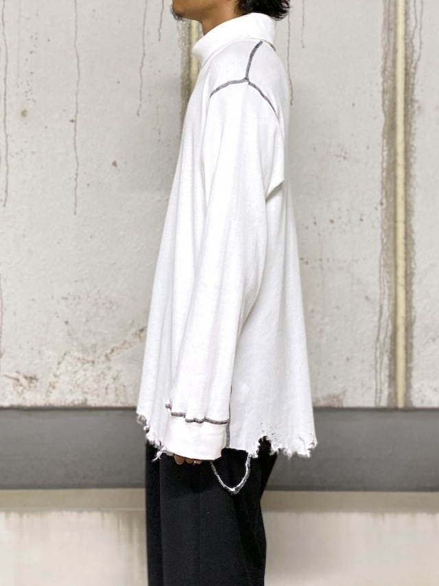 トップス ancellm DAMAGE WAFFLE HI-NECK LS T-SHIRT ANCELLM DAMAGE WAFFLE HI-NECK LS T-SHIRT GREIGE 2025AW 通販