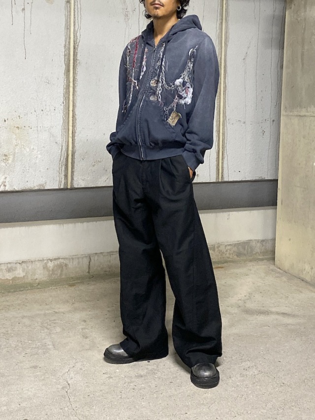 NVRFRGT TUCKED WIDE LEG TROUSERS BLACK 通販 商品ページOCTAVIA