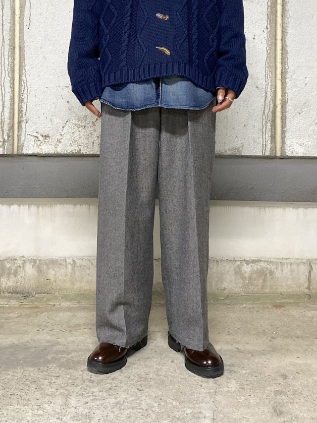 パンツ ANCELLM 25aw SHRINK WOOL WIDE SLACKS SHRINK WOOL WIDE SLACKS(GRAY) – ANCELLM