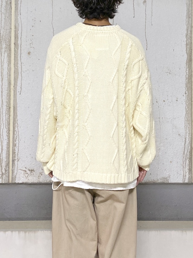 ANCELLM EMBROIDERY CABLE STITCH KNIT OFF WHITE 2025AW 通販ページ