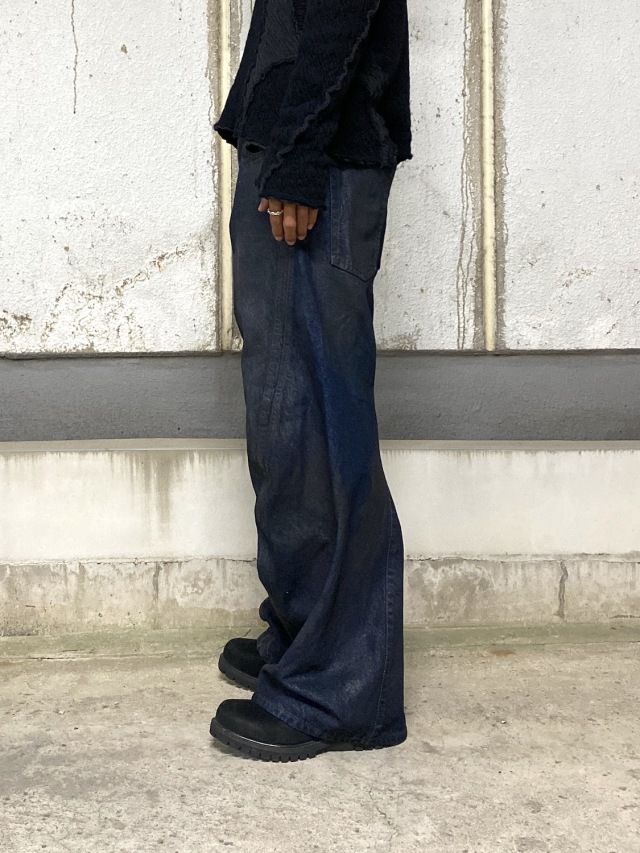 NVRFRGT 3D TWISTED WIDE LEG JEANS LUSTER COATED DARK INDIGO