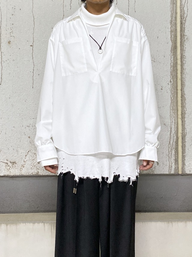 【新品未使用】ヘンプ セーラースモックシャツ arenotis Rayon Broad Gathered Skipper Shirt WHITE 2025AW 通販