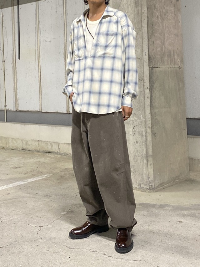 arenotis Rayon Ombre Gathered Skipper Shirt WHITE 2025AW 通販