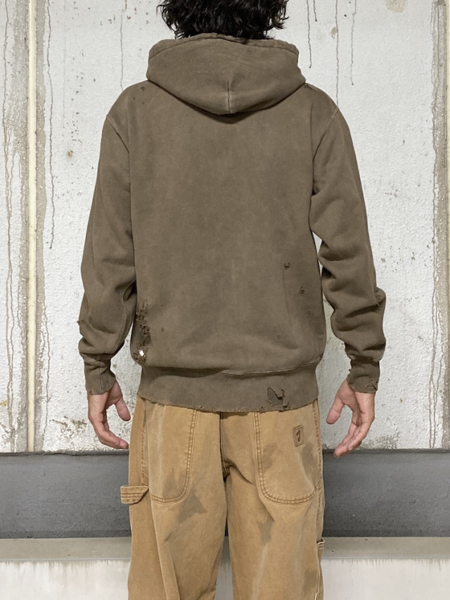 JIEDA DAMAGE PATCH ZIP HOODIE BROWN 通販 商品ページ octavia