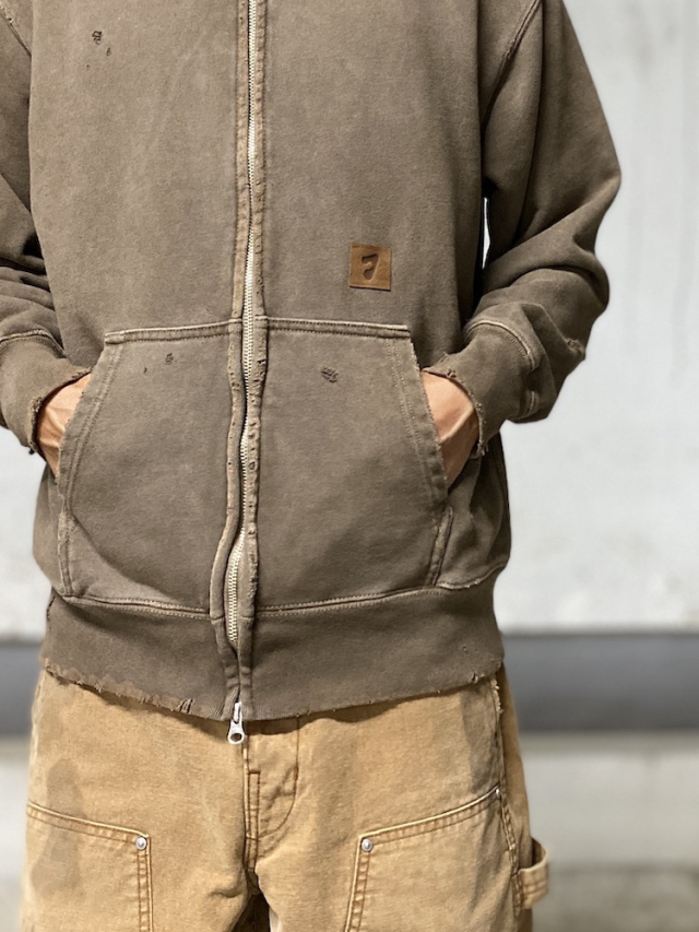 JIEDA DAMAGE PATCH ZIP HOODIE BROWN 通販 商品ページ octavia