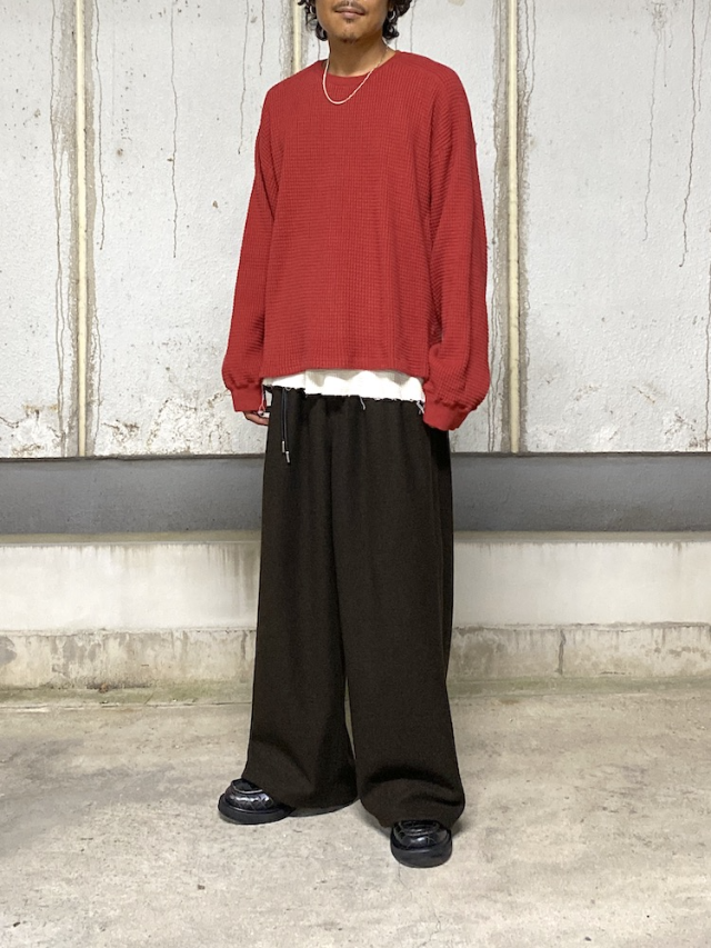ANCELLM HEAVY WAFFLE OVER LS RED 2025AW 通販ページ octavia