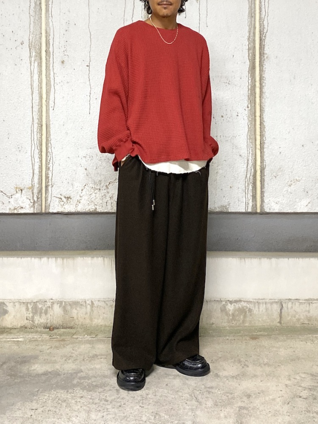 ANCELLM WOOL WIDE EASY TUCK SLACKS D.BROWN 2025AW 通販ページ