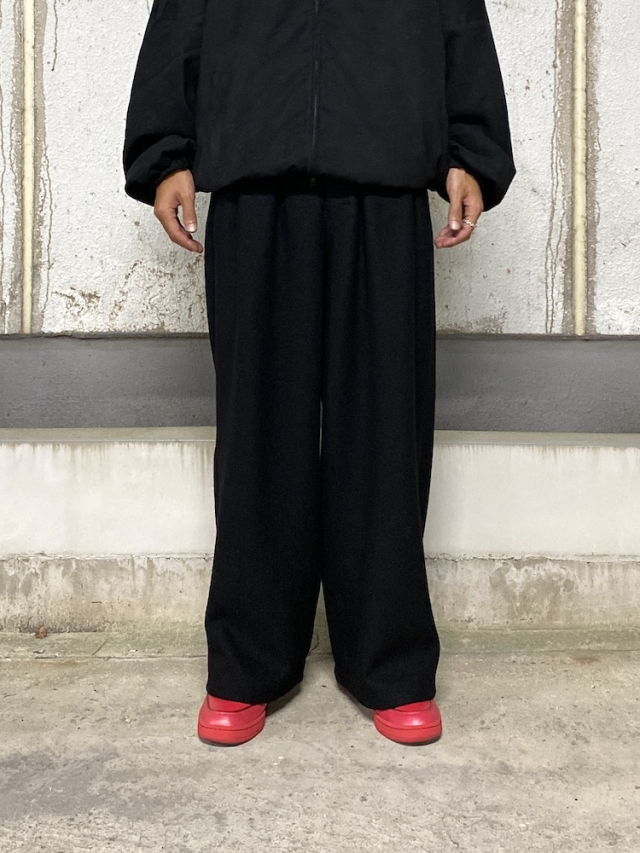 ANCELLM WOOL WIDE EASY TUCK SLACKS BLACK 2025AW 通販ページ