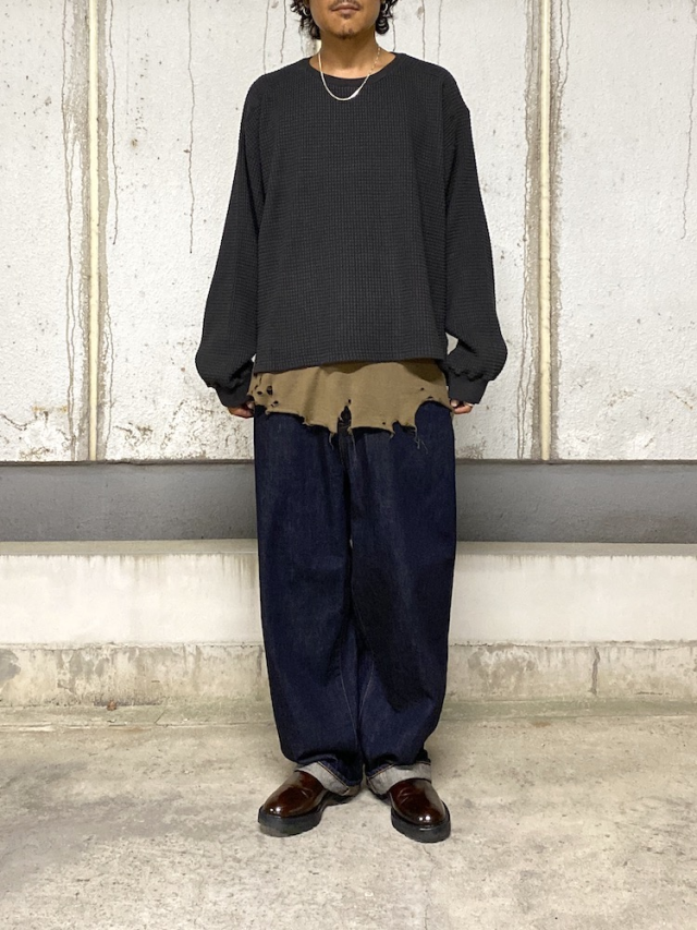 ANCELLM HEAVY WAFFLE OVER LS BLACK 2025AW 通販ページ octavia