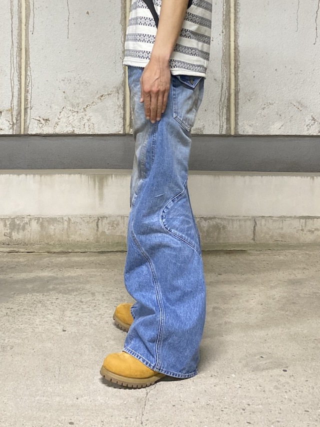 FI-Distressed Double Knee Pants (VerⅡ) Beria String Double Waist Jeans (APA668U-DUSTBL)