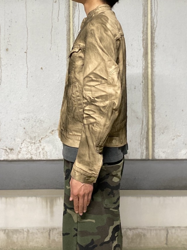 NVRFRGT DENIM MOTORCYCLE JACKET CRAZY DIRTY WASHED TAN 通販