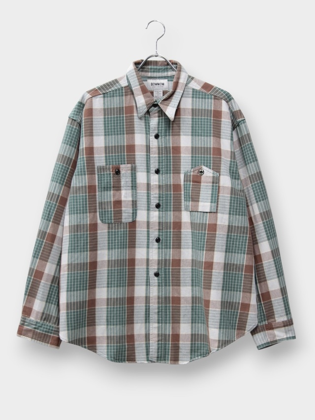 BOWWOW MOUNTAIN POCKET FLANNEL SHIRT GREEN/BROWN/GRAY 2026AW