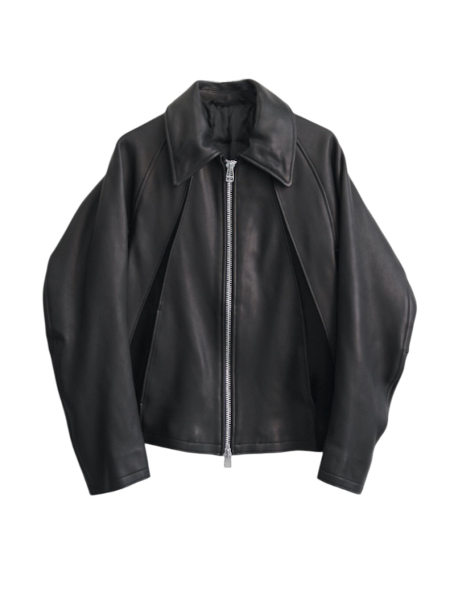 NVRFRGT LEATHER PANELED ZIP UP JACKET BLACK 通販 商品ページ