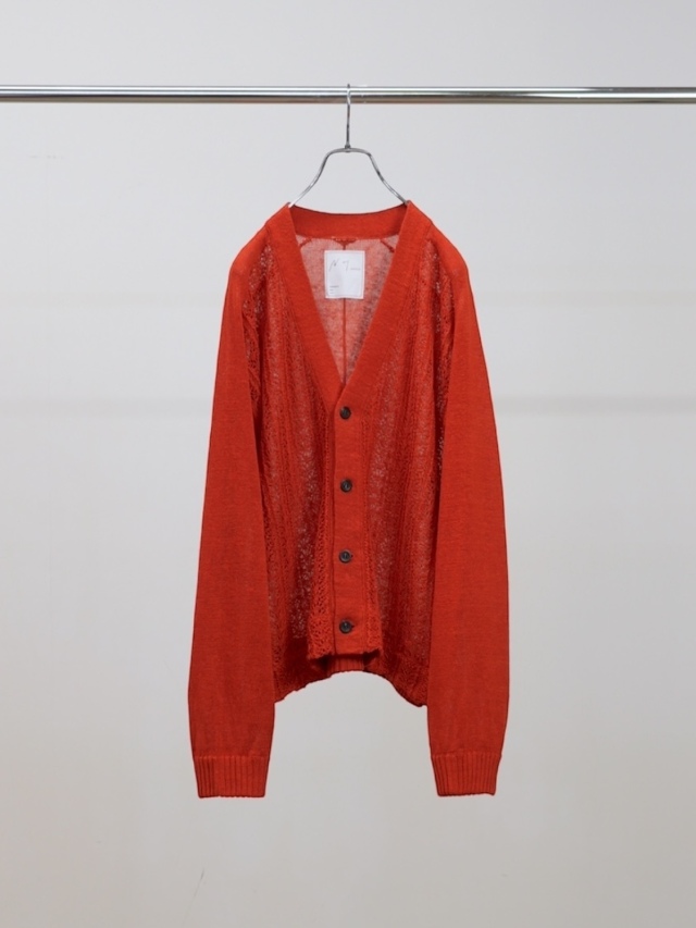 ANCELLM LACED KNIT CARDIGAN RED 2026SS