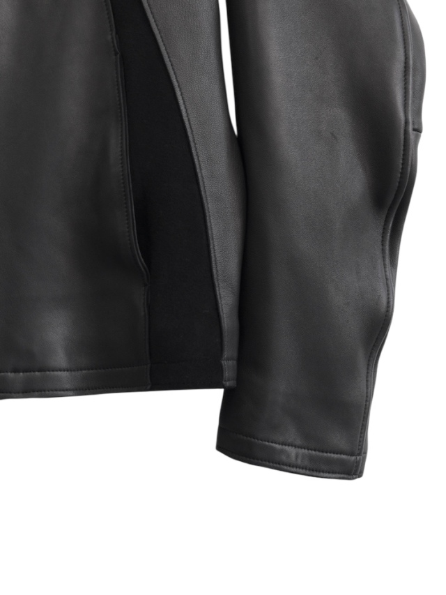 NVRFRGT LEATHER PANELED ZIP UP JACKET BLACK 通販 商品ページOCTAVIA