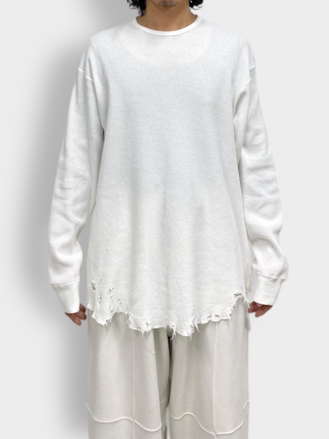 ANCELLM DAMAGE WAFFLE CREW LS WHITE 2026SS 通販ページ octavia