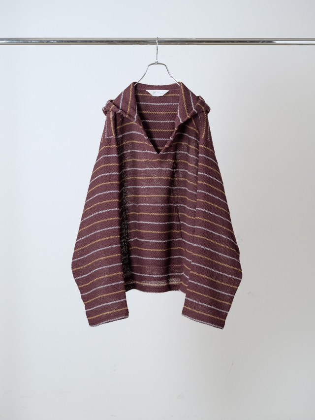 ANCELLM CUT BORDER HOODIE BURGUNDY 2026AW