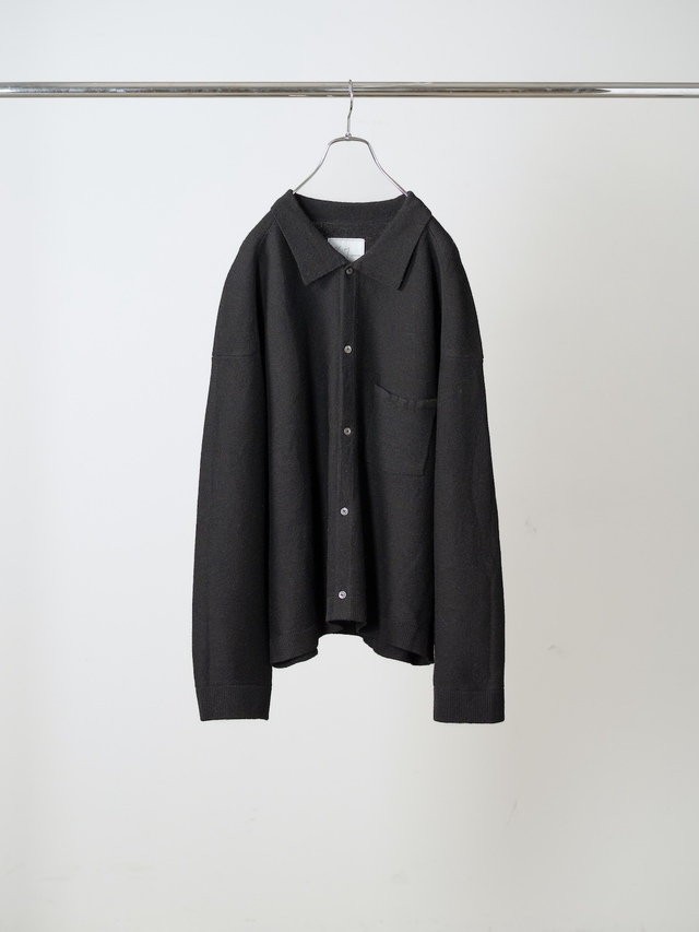 ANCELLM SHETLAND WOOL KNIT SHIRT BLACK 2026AW