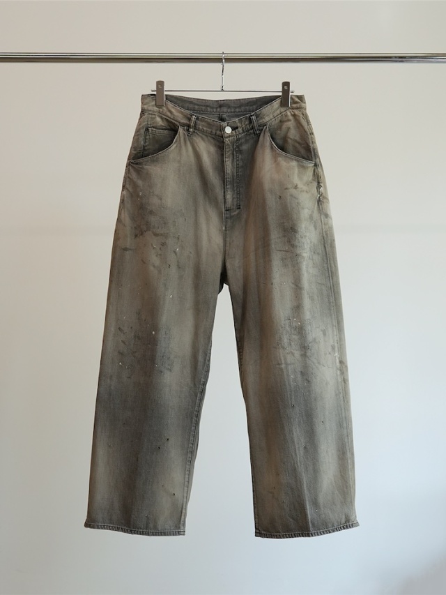 ANCELLM LIGHT OZ WIDE STRAIGHT DENIM PANTS BLACK