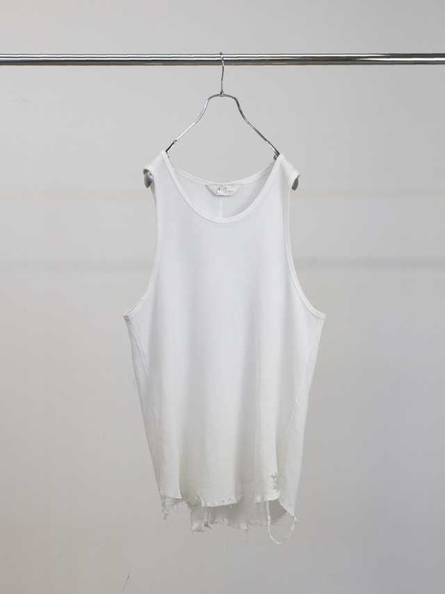 ANCELLM DAMAGE WAFFLE TANK WHITE 2026SS