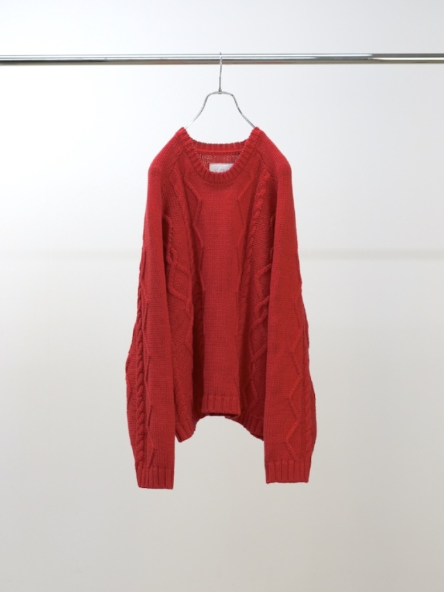 ANCELLM CABLE STITCH KNIT RED 2025AW