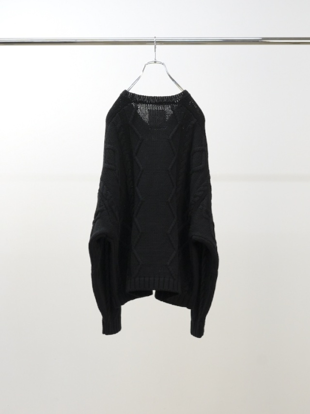 ANCELLM CABLE STITCH KNIT BLACK 2025AW 通販ページ octavia