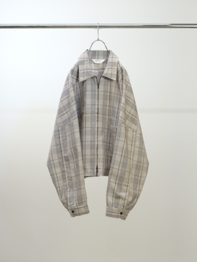 ANCELLM C/R CHECK SHORT ZIPUP SHIRT JACKET GRAY 2025AW
