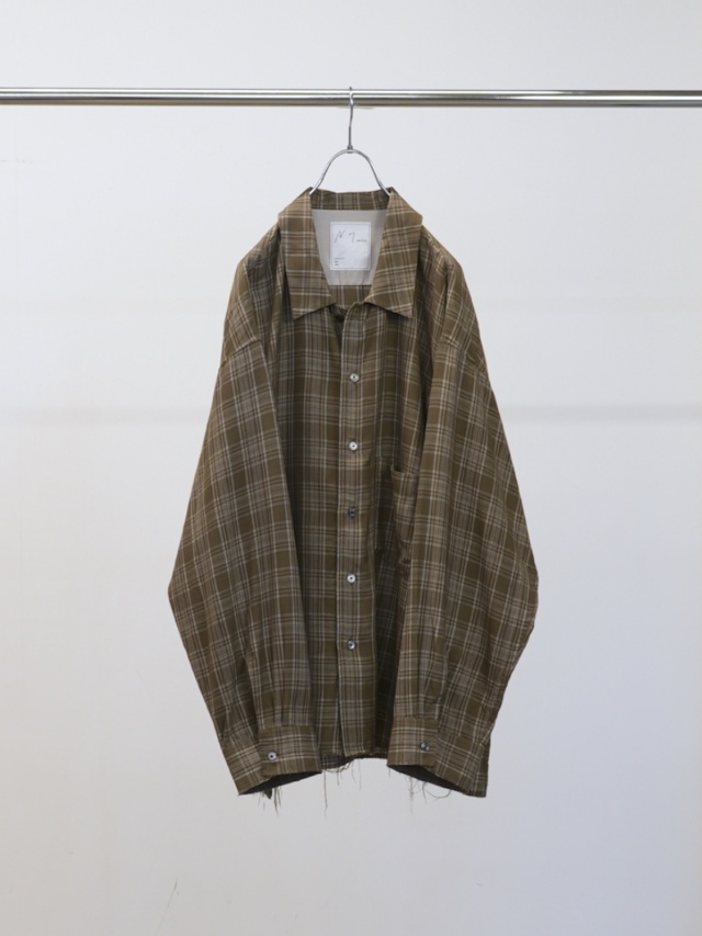 ANCELLM AGING RAYON CHECK SHIRT GREEN 2026SS