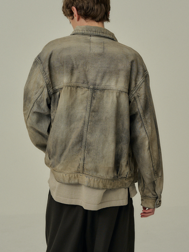 ANCELLM AGING DENIM JACKET BLACK 2025AW 通販ページ octavia