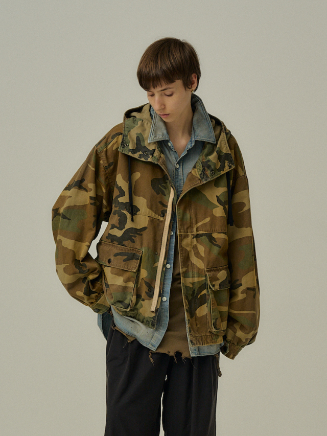 ANCELLM CAMO ZIPUP HOODIE WOODLAND 2025AW
