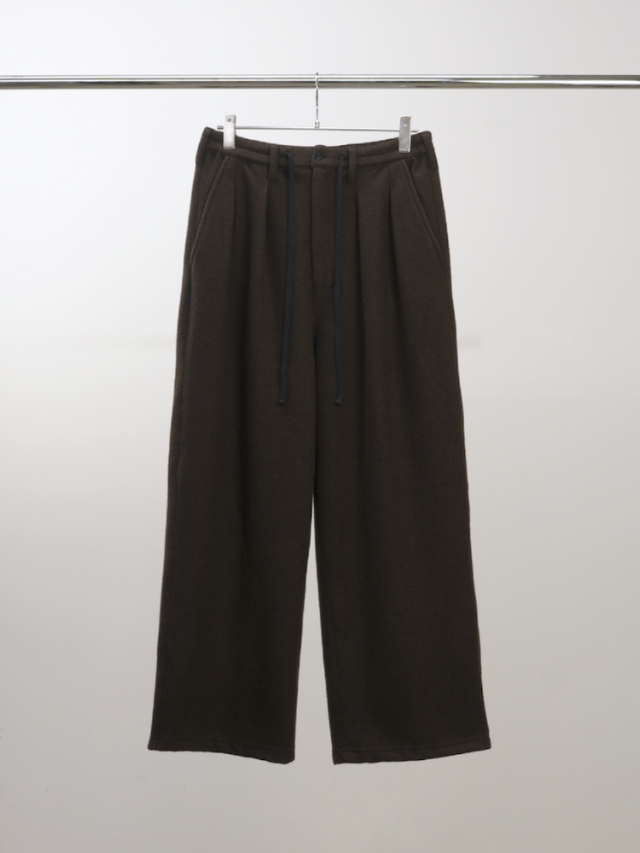 ANCELLM WOOL WIDE EASY TUCK SLACKS D.BROWN 2025AW