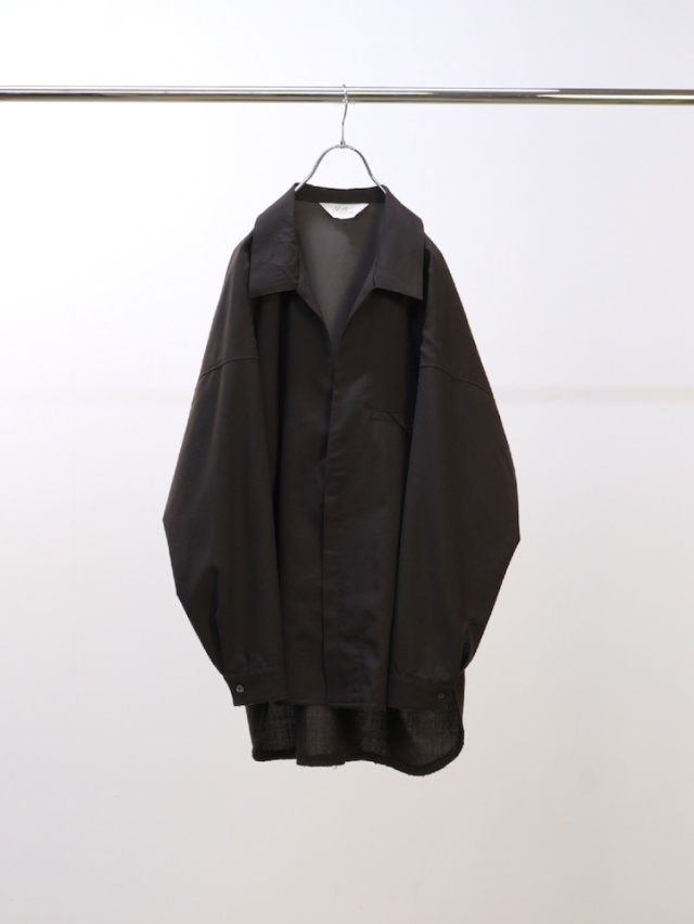 ANCELLM WASH WOOL LONG SHIRT BROWN 2025AW