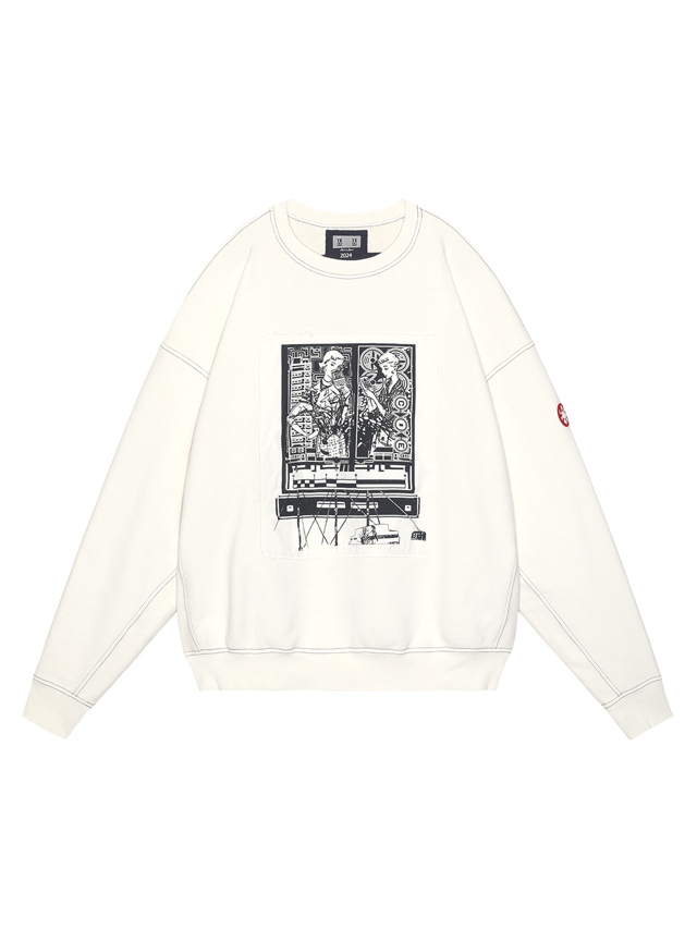 C.E/CAVEMPT WASHED WHITE TEMPLE CREW NECK WHITE