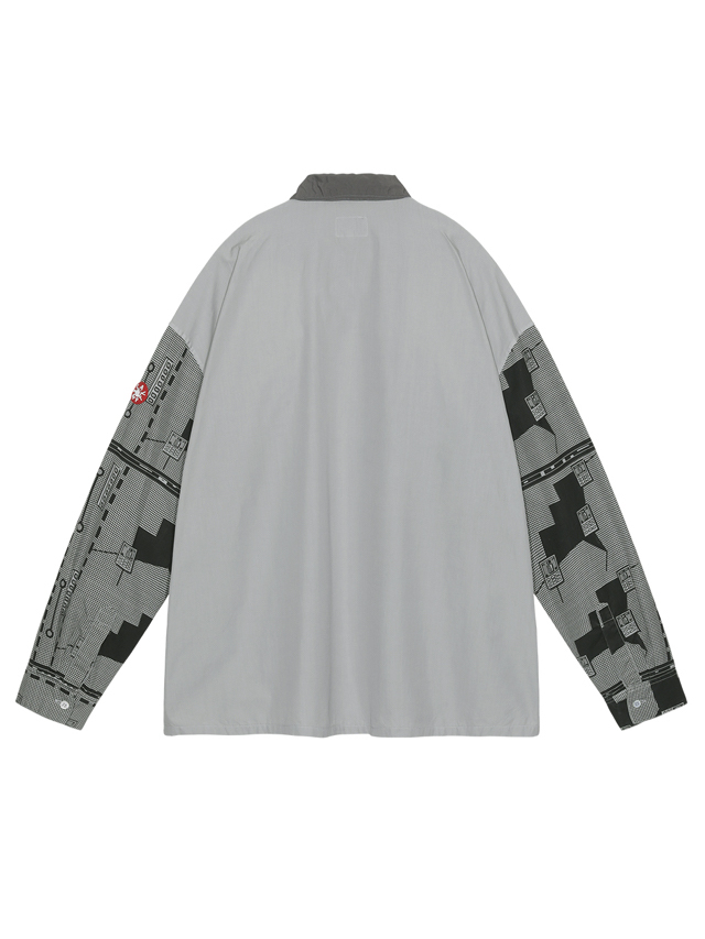C.E / CAVEMPT OVERDYE GRID SLEEVE BIG SHIRT GREY 通販商品ページ 