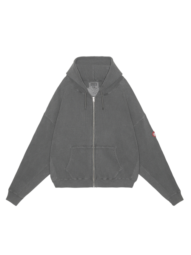 C.E/CAVEMPT OVERDYE WIDE RIB CUT ZIP HOODY CHARCOAL