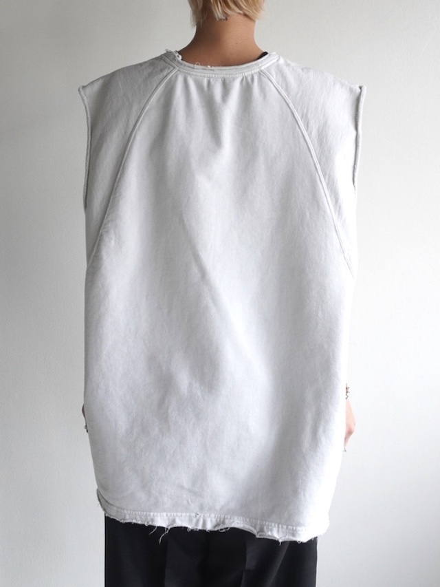 トップス ANCELLM SLEEVELESS AGING T-SHIRT/WHITE ANCELLM - SLEEVELESS AGING T-SHIRT/WHITE | NapsNote